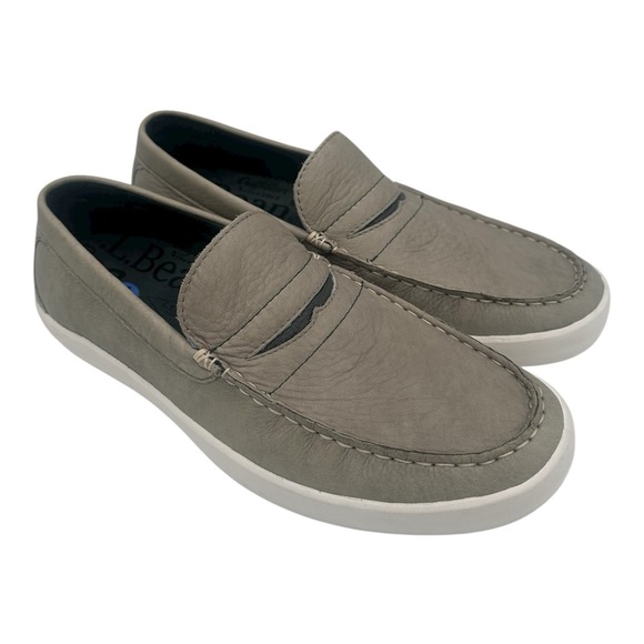 LL Bean Mountainville Penny Loafers Mens Sz 7.5 Med Woodsmoke Grey Slip On Shoes